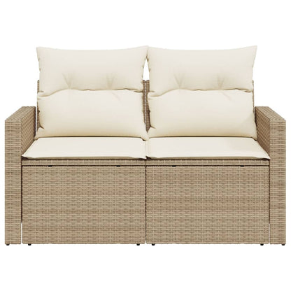 vidaXL Canapé de jardin 2 places avec coussins en résine tressée beige