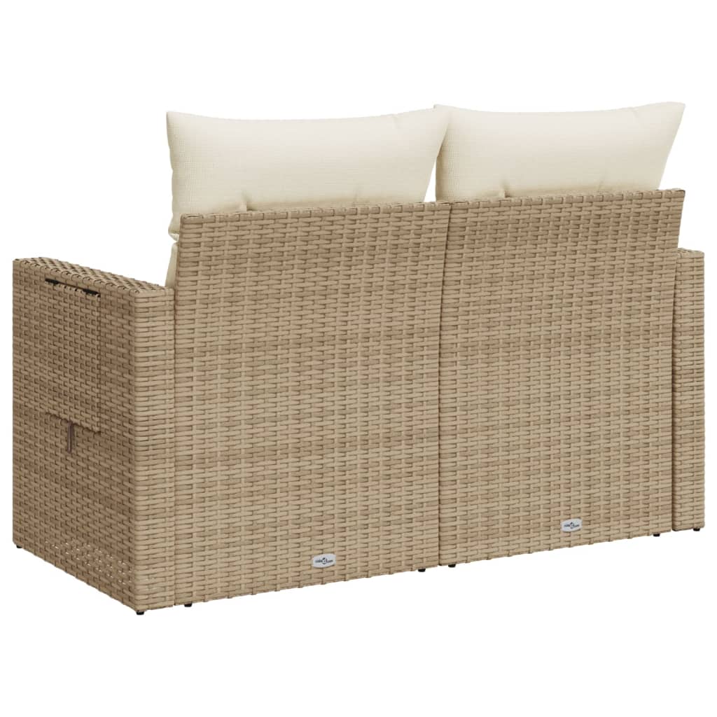 vidaXL Canapé de jardin 2 places avec coussins en résine tressée beige