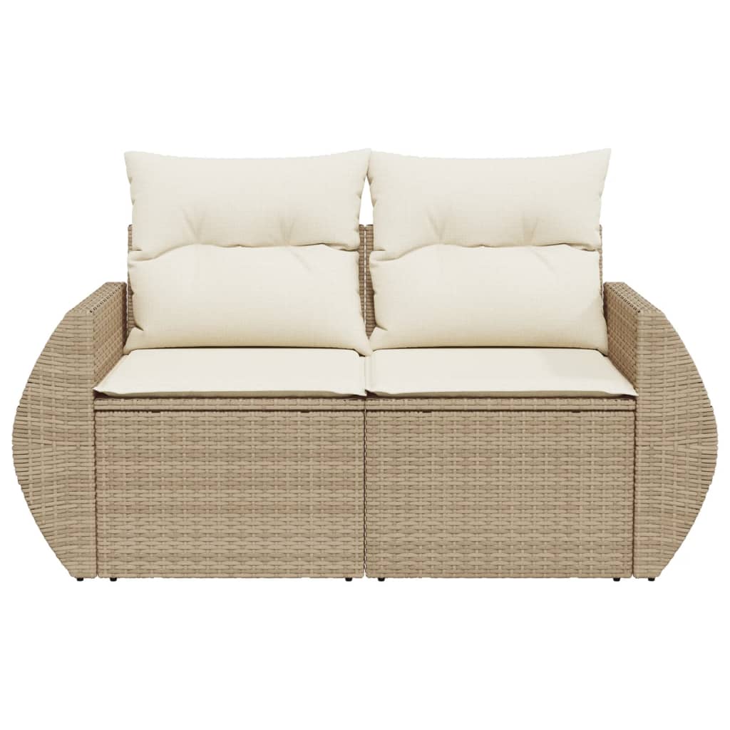 vidaXL Canapé de jardin 2 places avec coussins en résine tressée beige