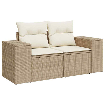 vidaXL Canapé de jardin 2 places avec coussins en résine tressée beige