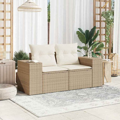 vidaXL Canapé de jardin 2 places avec coussins en résine tressée beige