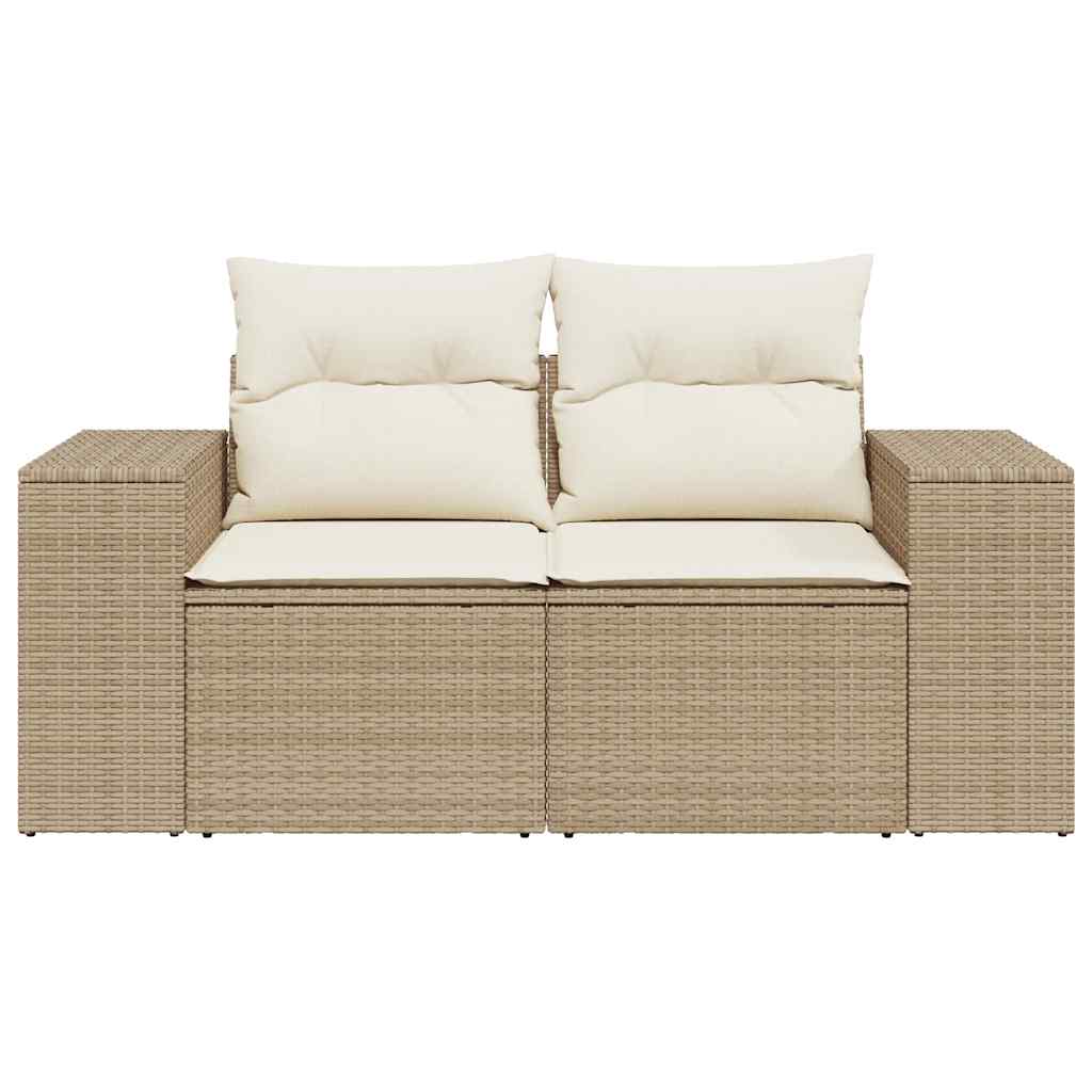 vidaXL Canapé de jardin 2 places avec coussins en résine tressée beige