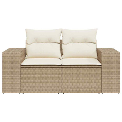 vidaXL Canapé de jardin 2 places avec coussins en résine tressée beige