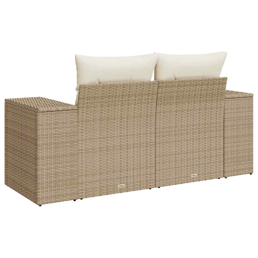 vidaXL Canapé de jardin 2 places avec coussins en résine tressée beige