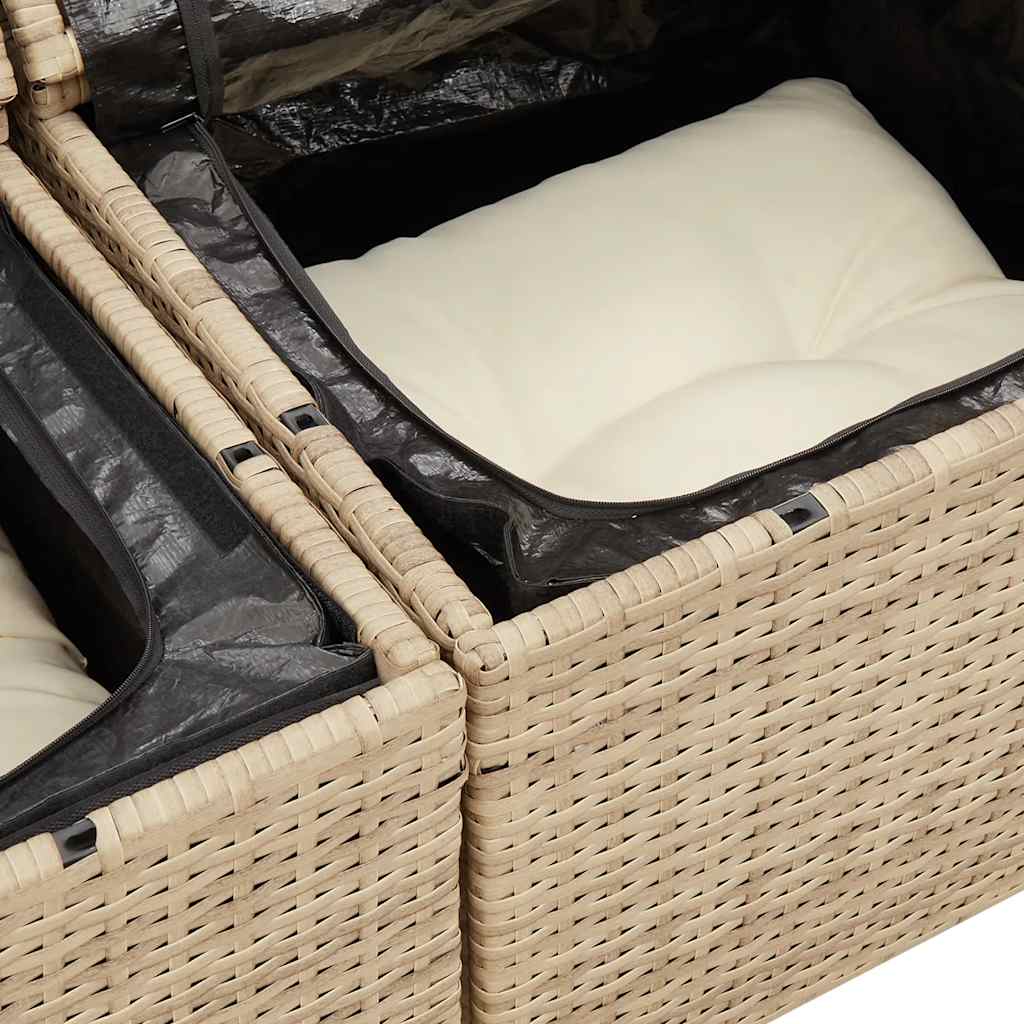 vidaXL Canapé de jardin 2 places avec coussins en résine tressée beige