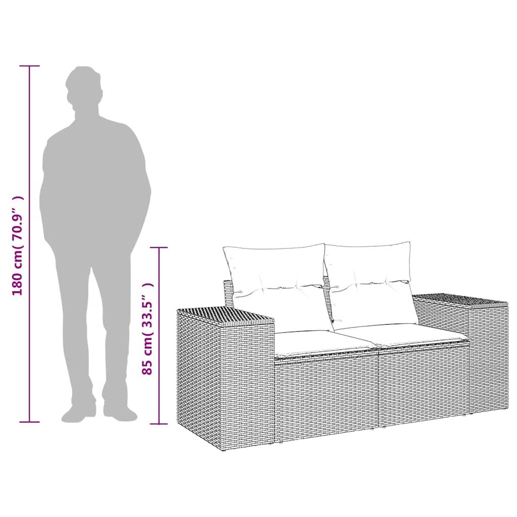 vidaXL Canapé de jardin 2 places avec coussins en résine tressée beige