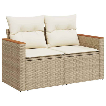 vidaXL Canapé de jardin 2 places avec coussins en résine tressée beige