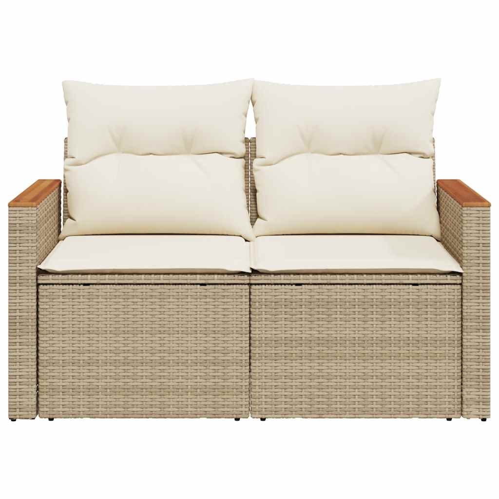 vidaXL Canapé de jardin 2 places avec coussins en résine tressée beige
