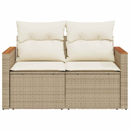 vidaXL Canapé de jardin 2 places avec coussins en résine tressée beige
