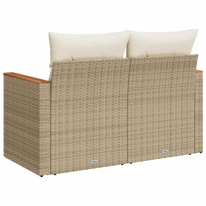 vidaXL Canapé de jardin 2 places avec coussins en résine tressée beige