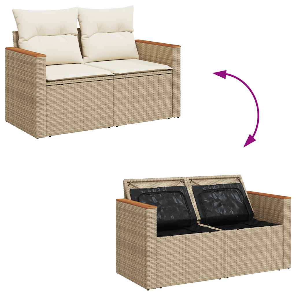 vidaXL Canapé de jardin 2 places avec coussins en résine tressée beige