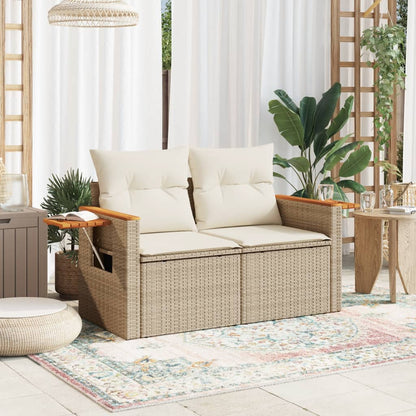 vidaXL Canapé de jardin 2 places avec coussins en résine tressée beige