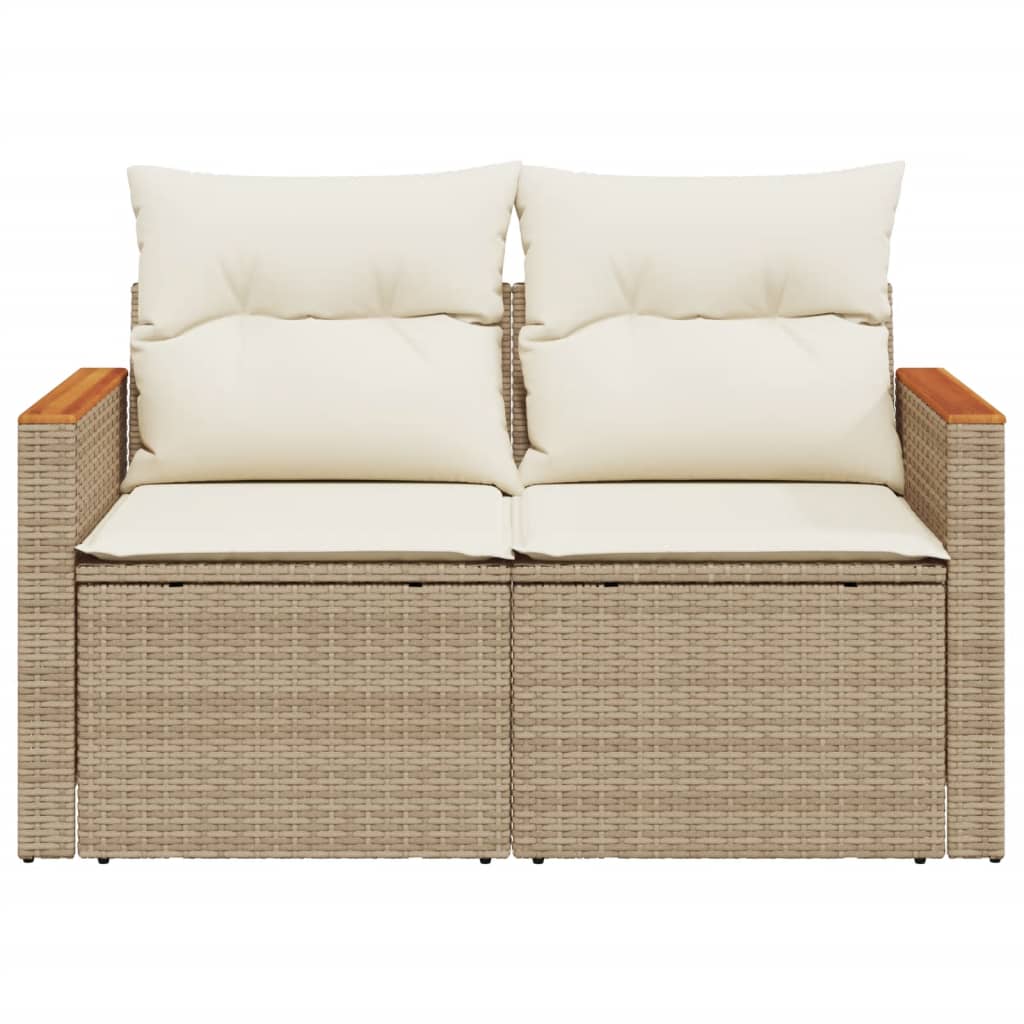 vidaXL Canapé de jardin 2 places avec coussins en résine tressée beige