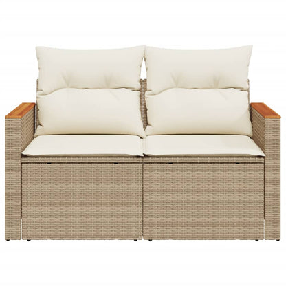 vidaXL Canapé de jardin 2 places avec coussins en résine tressée beige