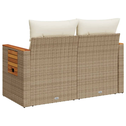 vidaXL Canapé de jardin 2 places avec coussins en résine tressée beige