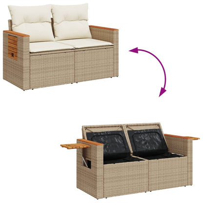 vidaXL Canapé de jardin 2 places avec coussins en résine tressée beige