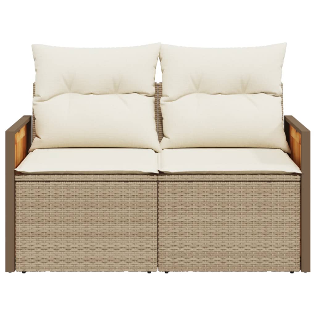 vidaXL Canapé de jardin 2 places avec coussins en résine tressée beige