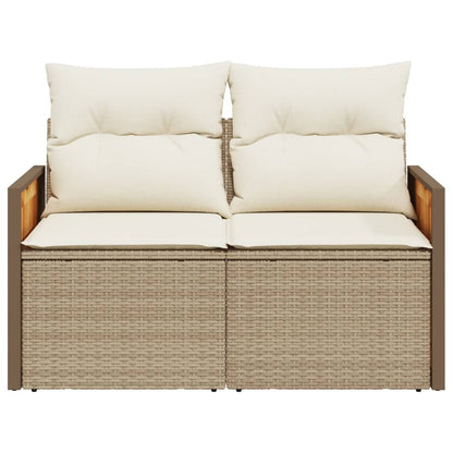 vidaXL Canapé de jardin 2 places avec coussins en résine tressée beige