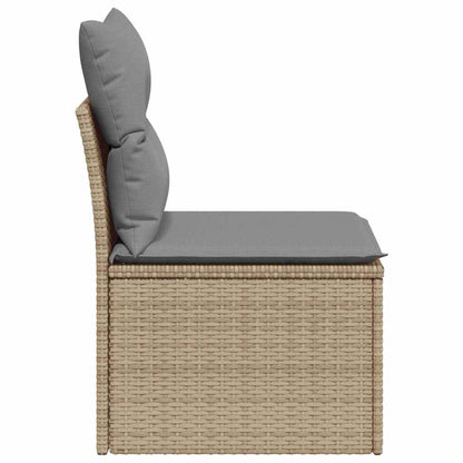 vidaXL Canapé de jardin sans accoudoirs avec coussins Beige Résine tressée