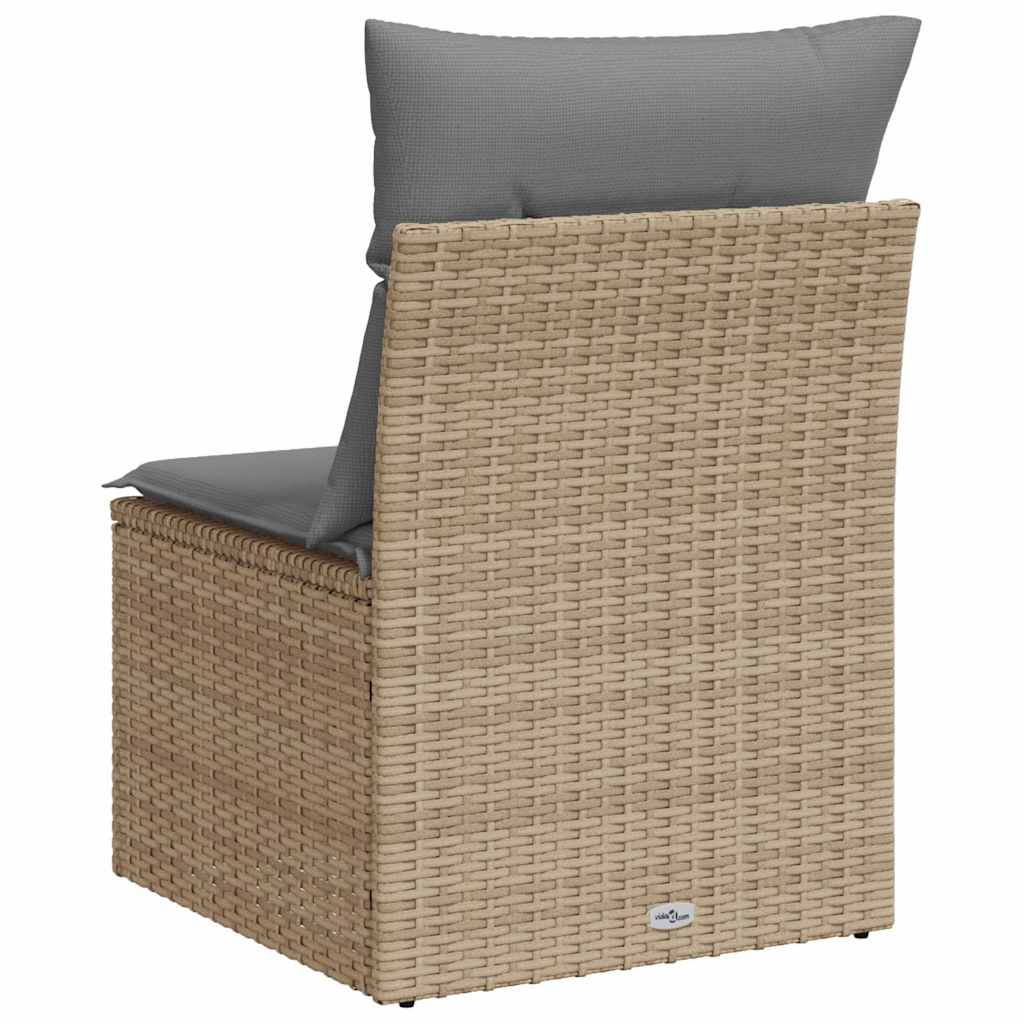 vidaXL Canapé de jardin sans accoudoirs avec coussins Beige Résine tressée