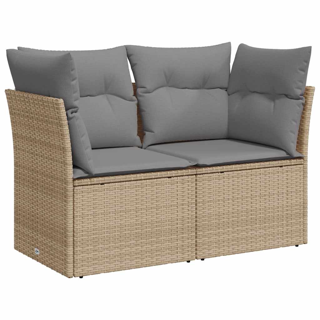 vidaXL Canapé de jardin 2 places avec coussins en résine tressée beige