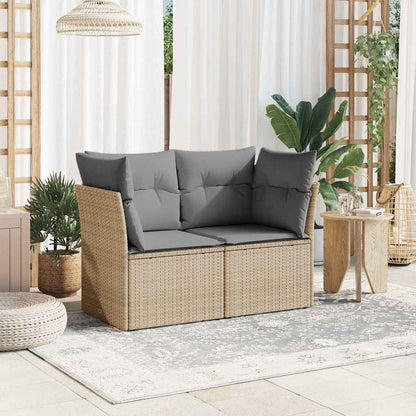 vidaXL Canapé de jardin 2 places avec coussins en résine tressée beige