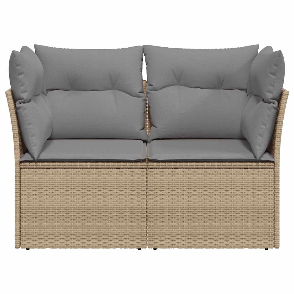 vidaXL Canapé de jardin 2 places avec coussins en résine tressée beige