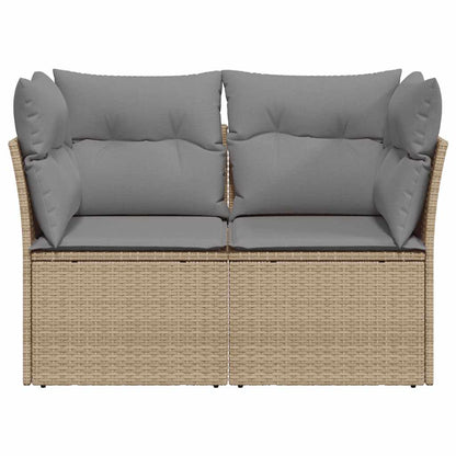 vidaXL Canapé de jardin 2 places avec coussins en résine tressée beige