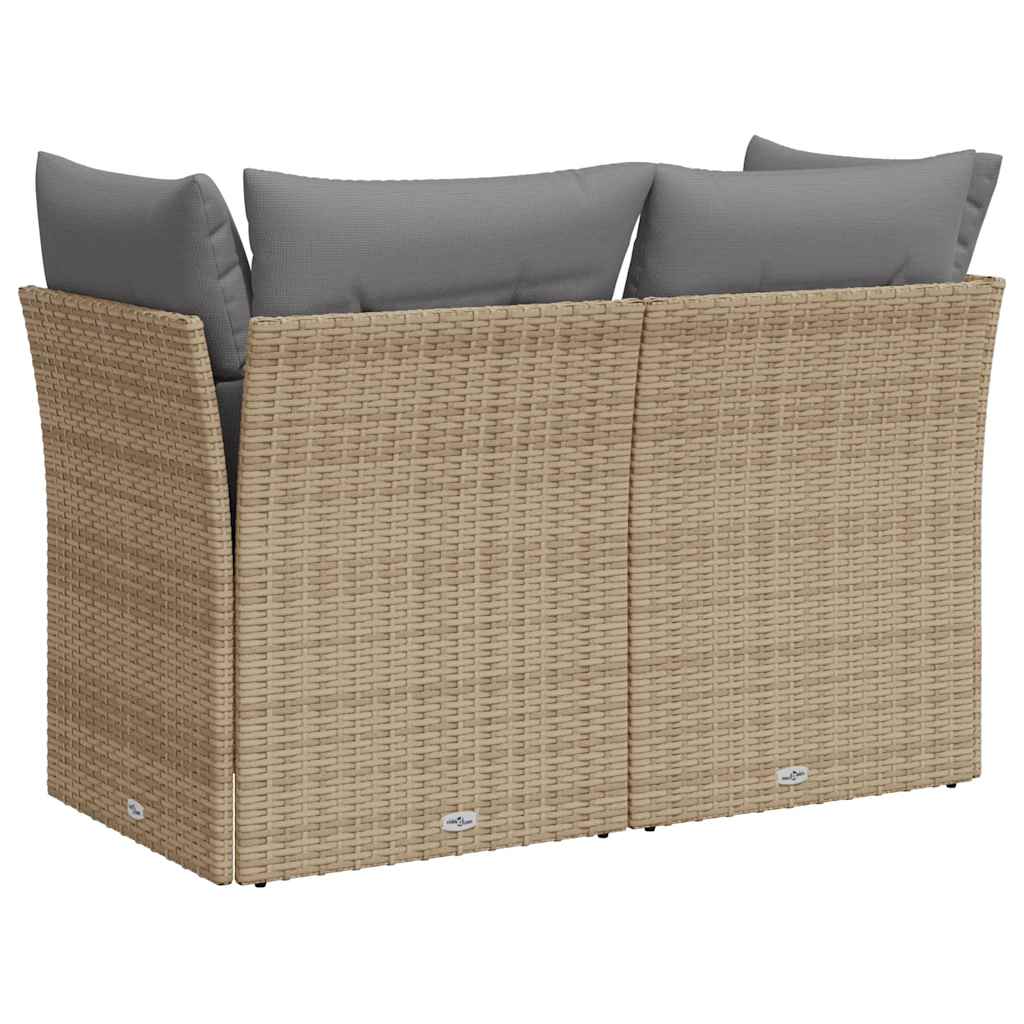 vidaXL Canapé de jardin 2 places avec coussins en résine tressée beige