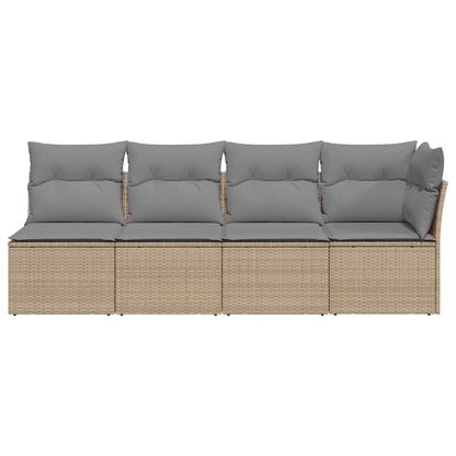vidaXL Canapé de jardin 4 places avec coussins en polyrotin beige