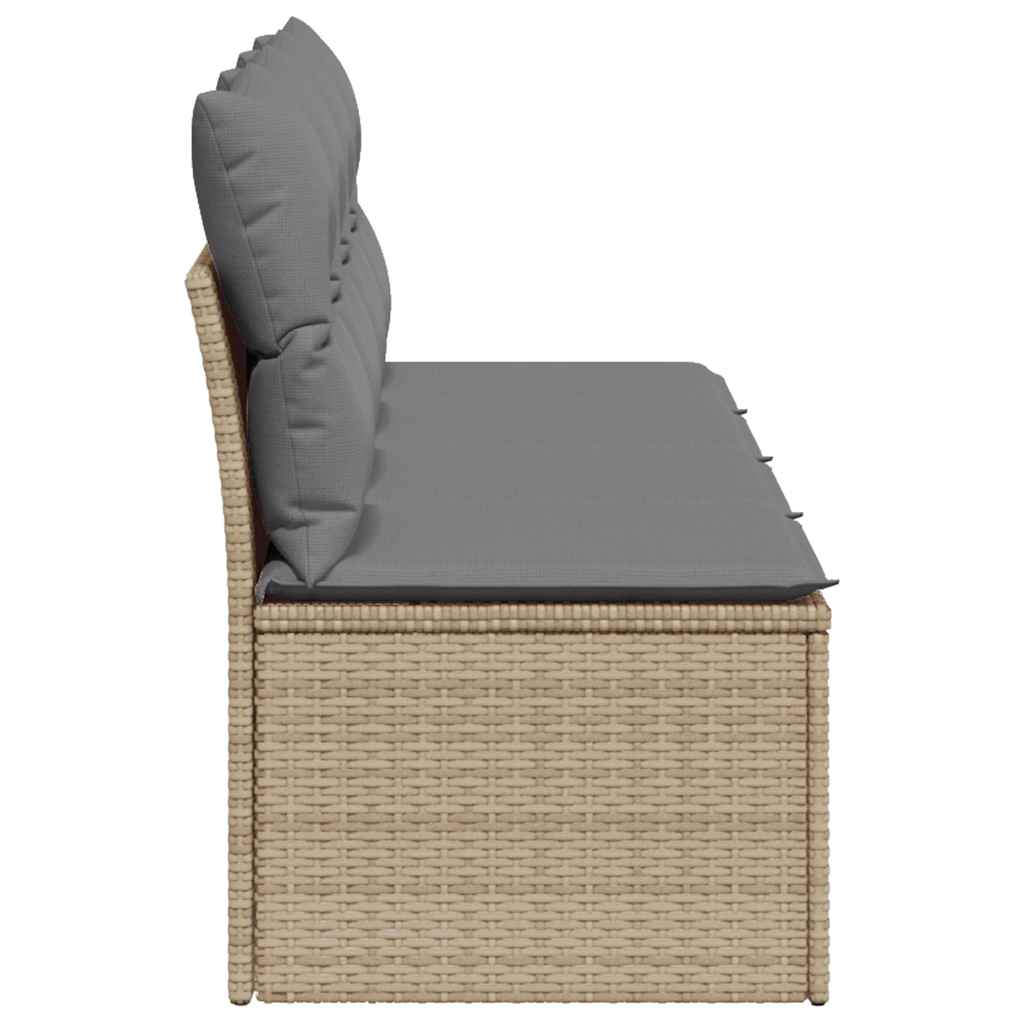 vidaXL Gartensofa mit Kissen 4-Sitzer Beige Poly Rattan