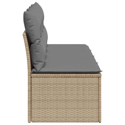 vidaXL Gartensofa mit Kissen 4-Sitzer Beige Poly Rattan