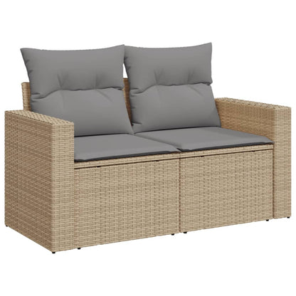 vidaXL Canapé de jardin 2 places avec coussins en résine tressée beige