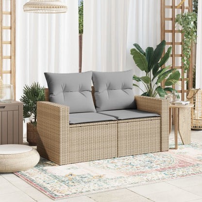 vidaXL Canapé de jardin 2 places avec coussins en résine tressée beige
