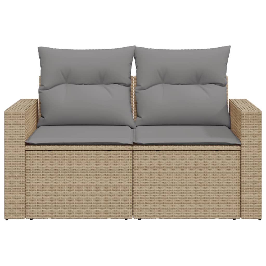 vidaXL Canapé de jardin 2 places avec coussins en résine tressée beige