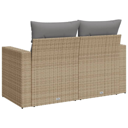 vidaXL Canapé de jardin 2 places avec coussins en résine tressée beige