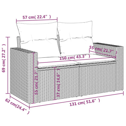 vidaXL Canapé de jardin 2 places avec coussins en résine tressée beige