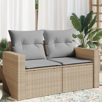 vidaXL Canapé de jardin 2 places avec coussins en résine tressée beige