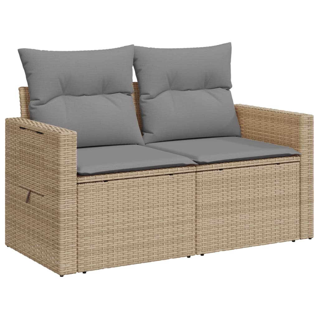 vidaXL Canapé de jardin 2 places avec coussins en résine tressée beige