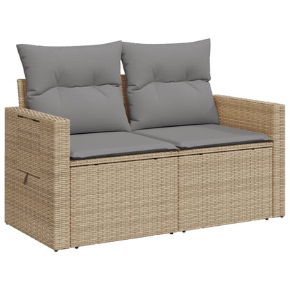 vidaXL Canapé de jardin 2 places avec coussins en résine tressée beige