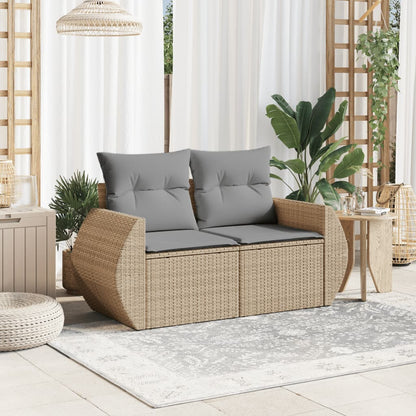 vidaXL Canapé de jardin 2 places avec coussins en résine tressée beige