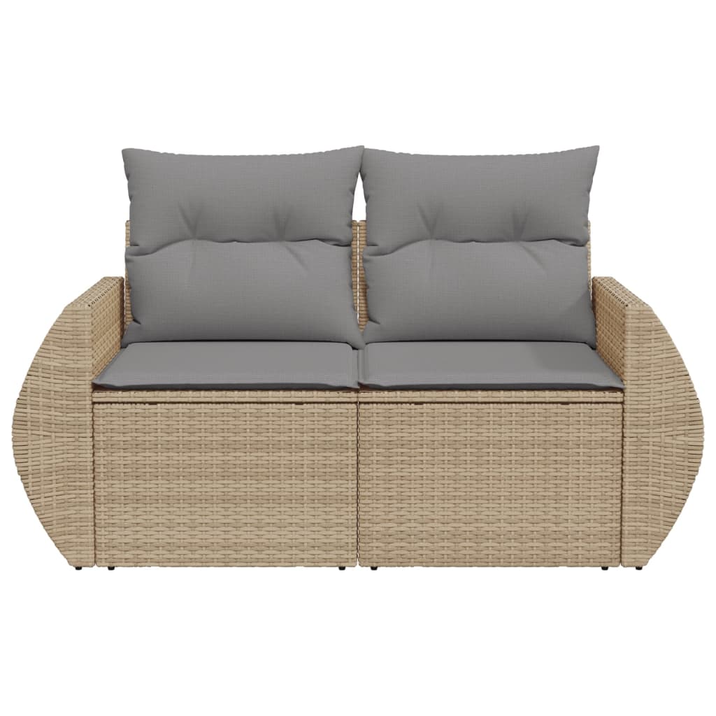 vidaXL Canapé de jardin 2 places avec coussins en résine tressée beige