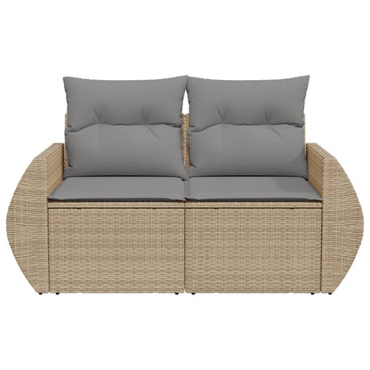 vidaXL Canapé de jardin 2 places avec coussins en résine tressée beige