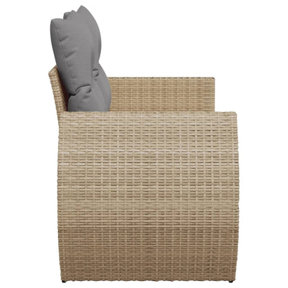 vidaXL Canapé de jardin 2 places avec coussins en résine tressée beige