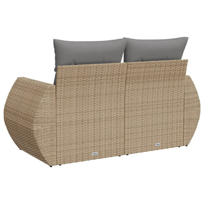 vidaXL Canapé de jardin 2 places avec coussins en résine tressée beige