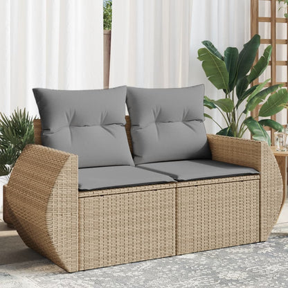 vidaXL Canapé de jardin 2 places avec coussins en résine tressée beige