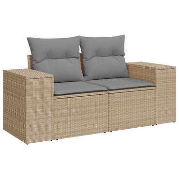 vidaXL Canapé de jardin 2 places avec coussins en résine tressée beige