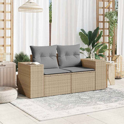 vidaXL Canapé de jardin 2 places avec coussins en résine tressée beige