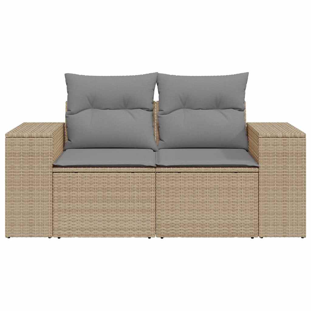 vidaXL Canapé de jardin 2 places avec coussins en résine tressée beige
