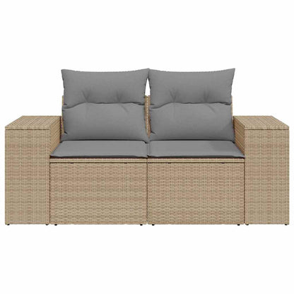 vidaXL Canapé de jardin 2 places avec coussins en résine tressée beige